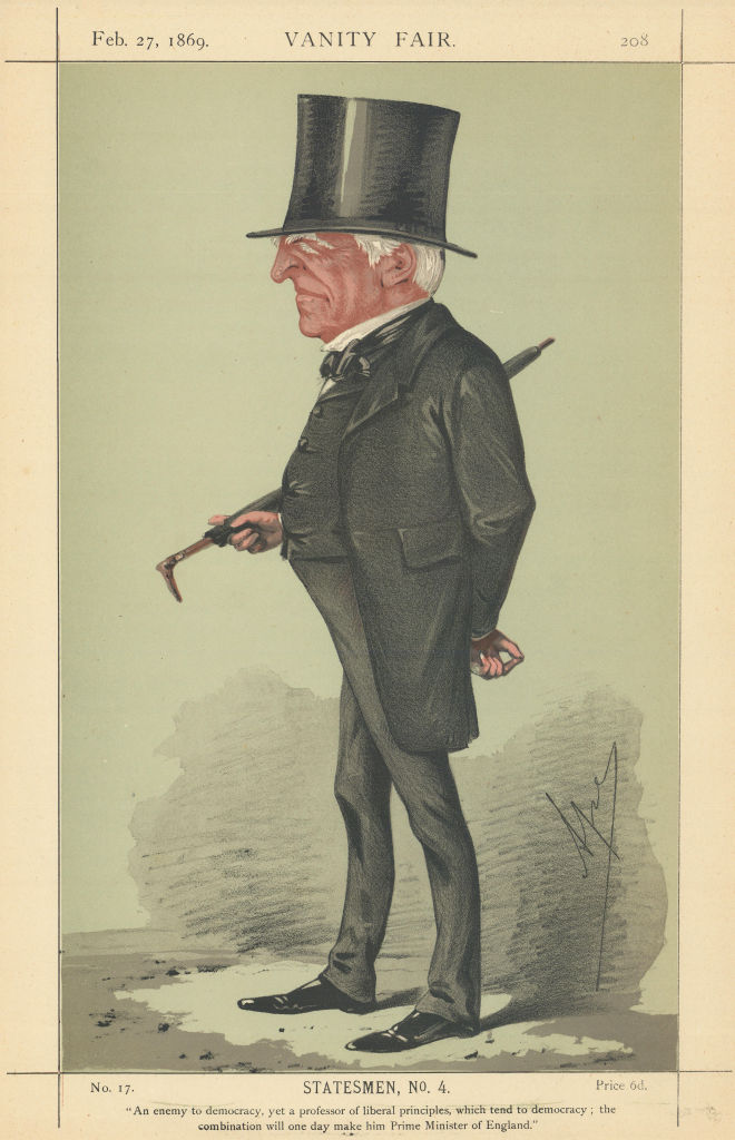 VANITY FAIR SPY CARTOON Robert Lowe 'An enemy to democracy…' Chancellor 1869