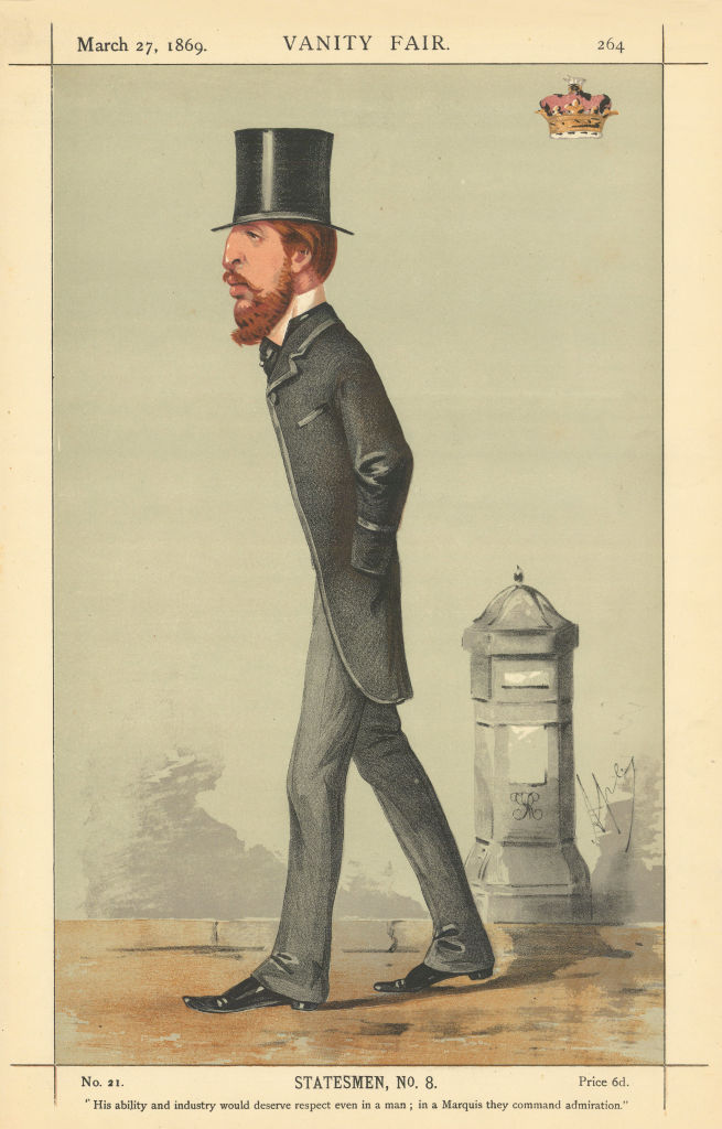 Associate Product VANITY FAIR SPY CARTOON Marquess of Hartington 'His ability & industry…' 1869