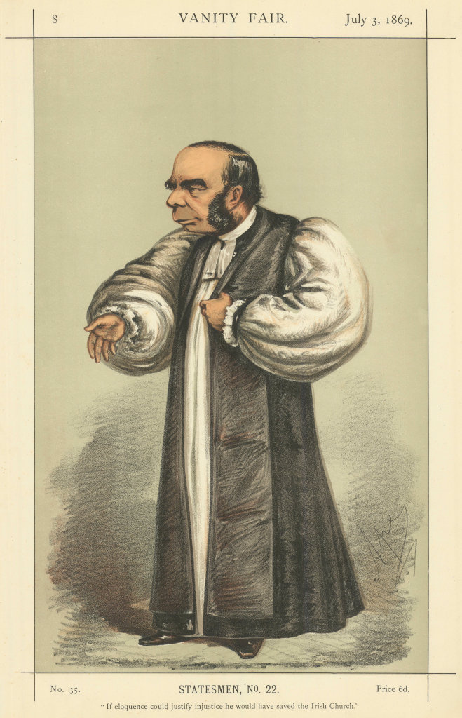 VANITY FAIR SPY CARTOON William Connor Magee 'If eloquence could justify…' 1869