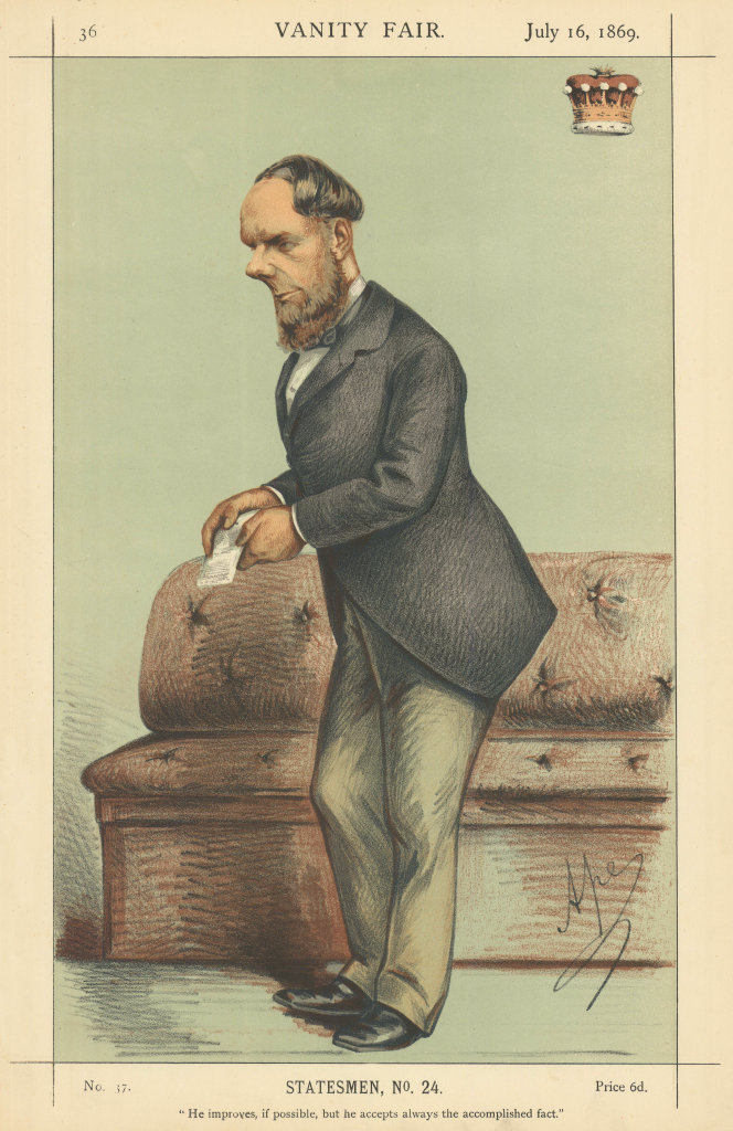 VANITY FAIR SPY CARTOON Earl Kimberley 'He improves, if possible…' 1869 print