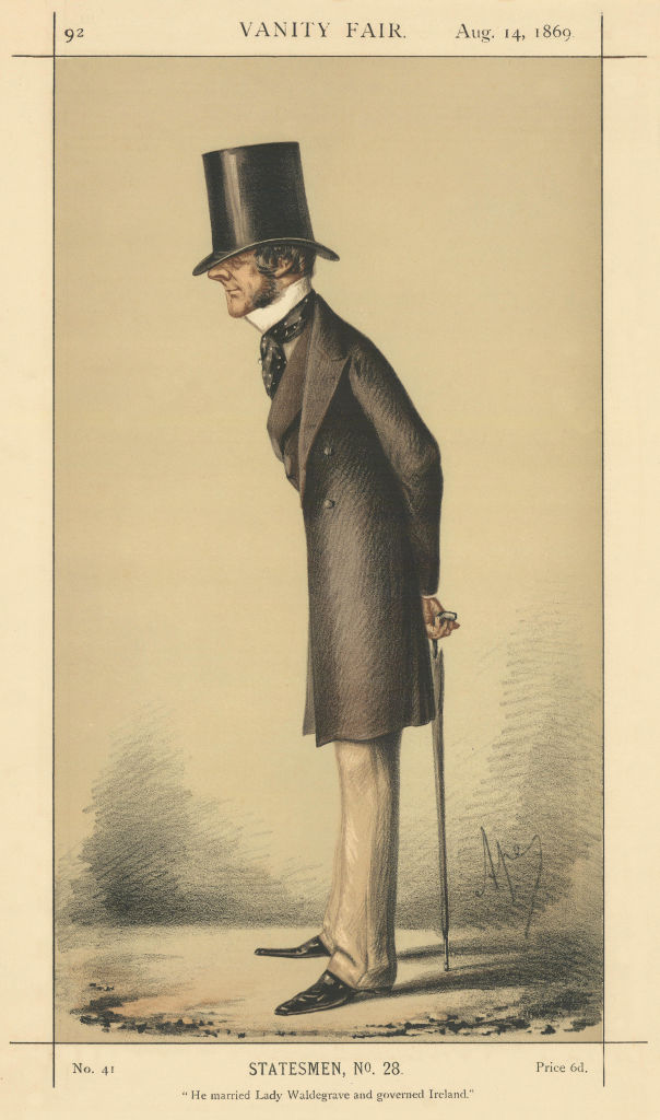 VANITY FAIR SPY CARTOON Chichester Fortescue 'He married Lady Waldegrave…' 1869