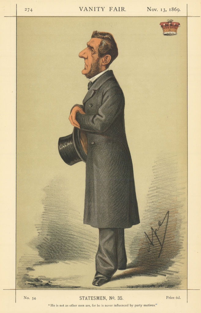 VANITY FAIR SPY CARTOON Earl of Shaftesbury 'He is not as other men are…' 1869