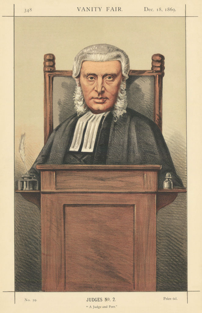VANITY FAIR SPY CARTOON Lord Penzance 'A Judge & Peer'. Law. By Ape 1869 print