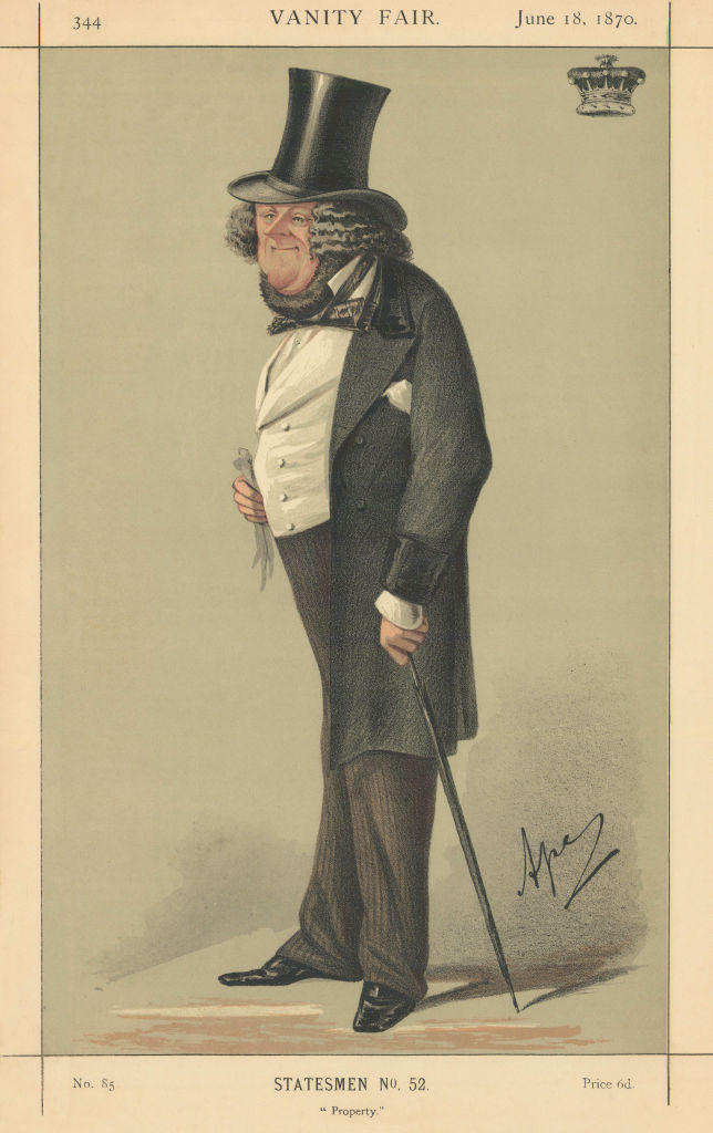 VANITY FAIR SPY CARTOON The Earl of Dudley 'Property' Worcs. By Ape 1870 print