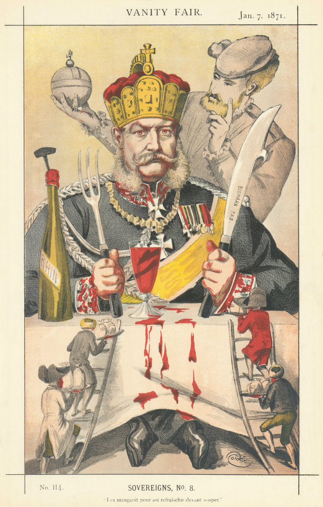 VANITY FAIR SPY CARTOON King Wilhelm I of Prussia 'Les Mangeoit pour soi…' 1871