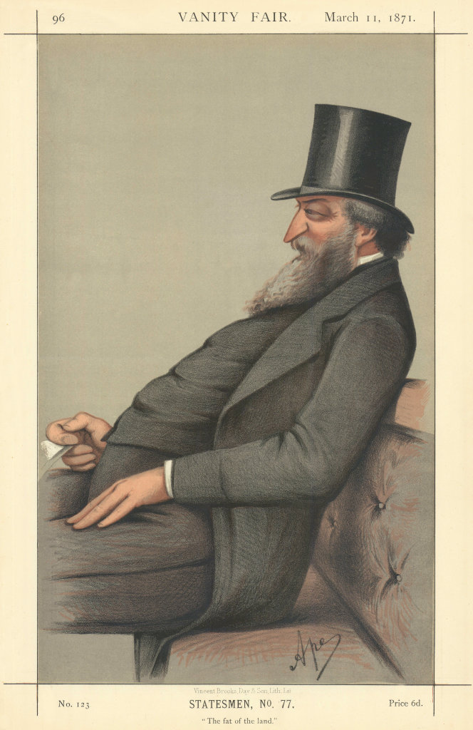 VANITY FAIR SPY CARTOON George Ward Hunt 'The fat of the land'. Music hall 1871
