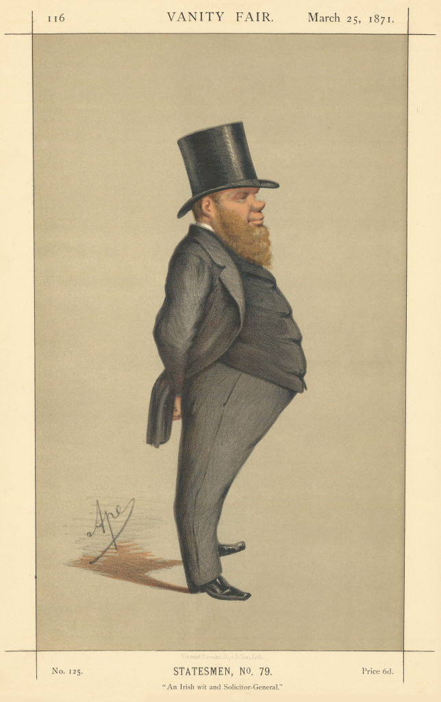 VANITY FAIR SPY CARTOON Richard Dowse 'An Irish wit & Solicitor-General' 1871