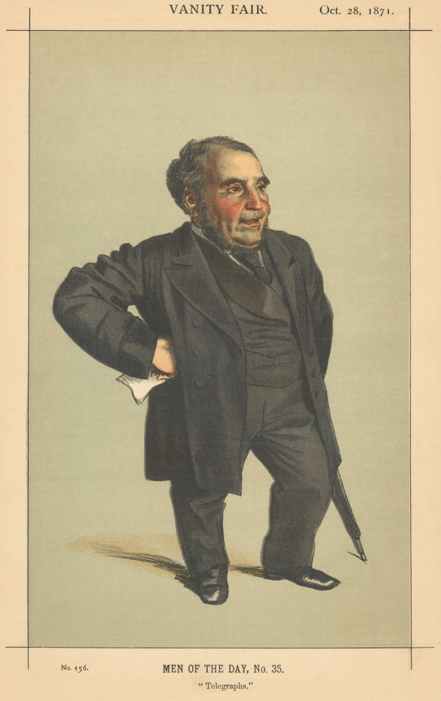 VANITY FAIR SPY CARTOON John Pender 'Telegraphs' Lancs. By Coidé 1871 print
