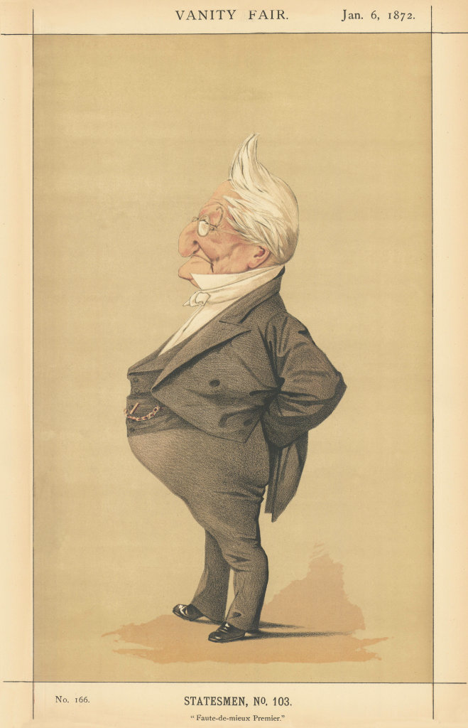 VANITY FAIR SPY CARTOON Louis Adolphe Thiers 'Faute-de-mieux Premier' 1872