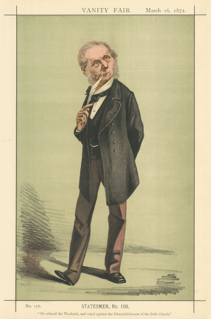 VANITY FAIR SPY CARTOON Roundell Palmer 'He refused the Woolsack, & voted…' 1872