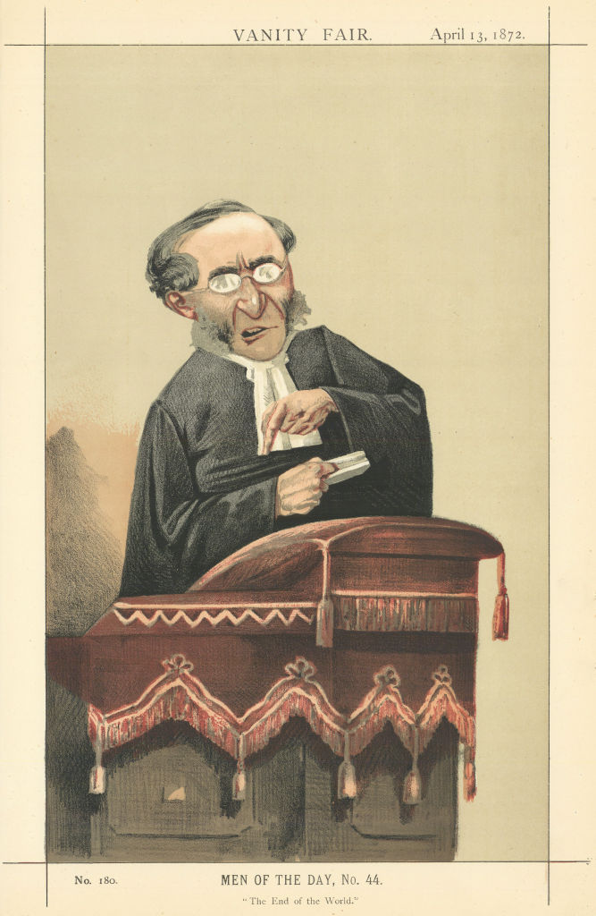 VANITY FAIR SPY CARTOON Rev J Cumming 'The End of the World' Clergy 1872 print
