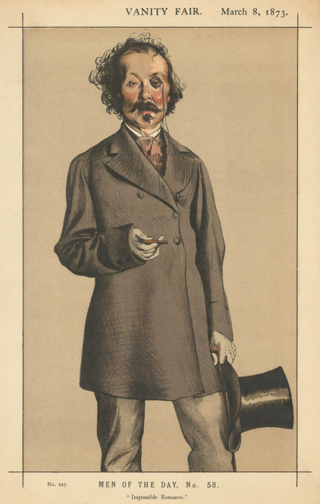 VANITY FAIR SPY CARTOON Thomas Mayne-Reid 'Impossible Romance' Novelist 1873