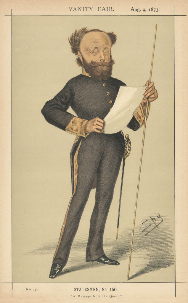 VANITY FAIR SPY CARTOON Lord Otho Fitzgerald 'A Message from the Queen' 1873