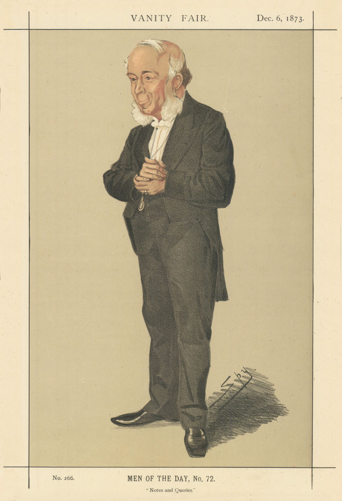 VANITY FAIR SPY CARTOON Sir John Doran 'Notes & Queries' Editor 1873 old print