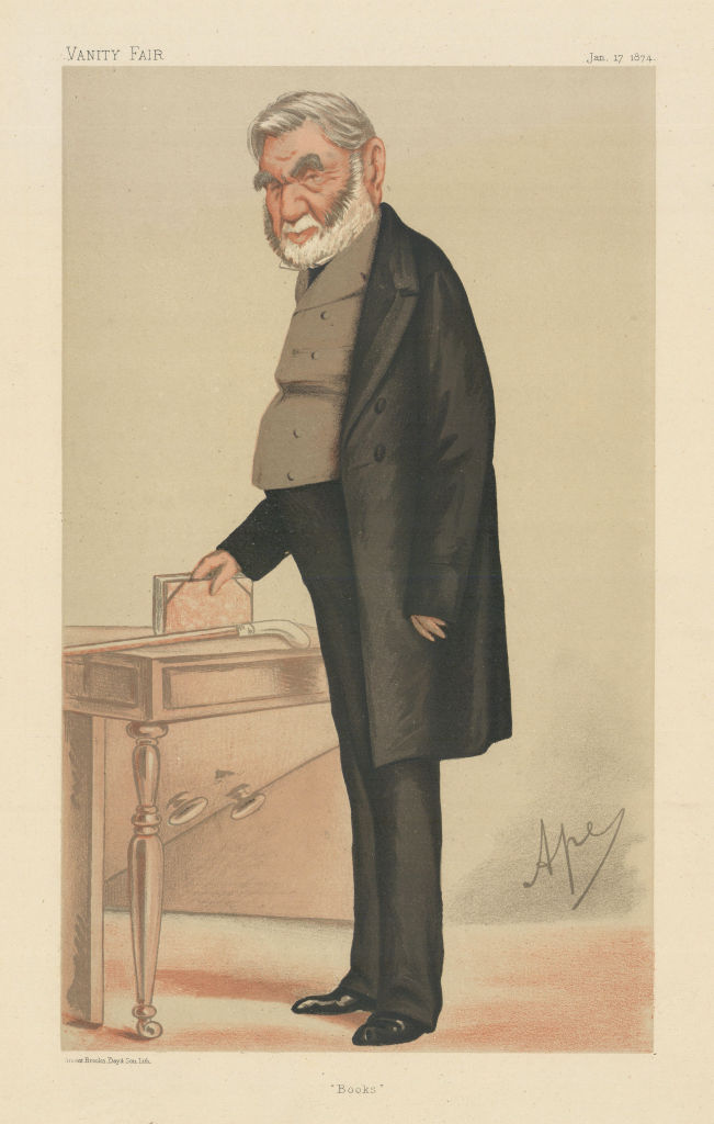 VANITY FAIR SPY CARTOON Sir Anthony Panizzi 'Books' British Librarian 1874