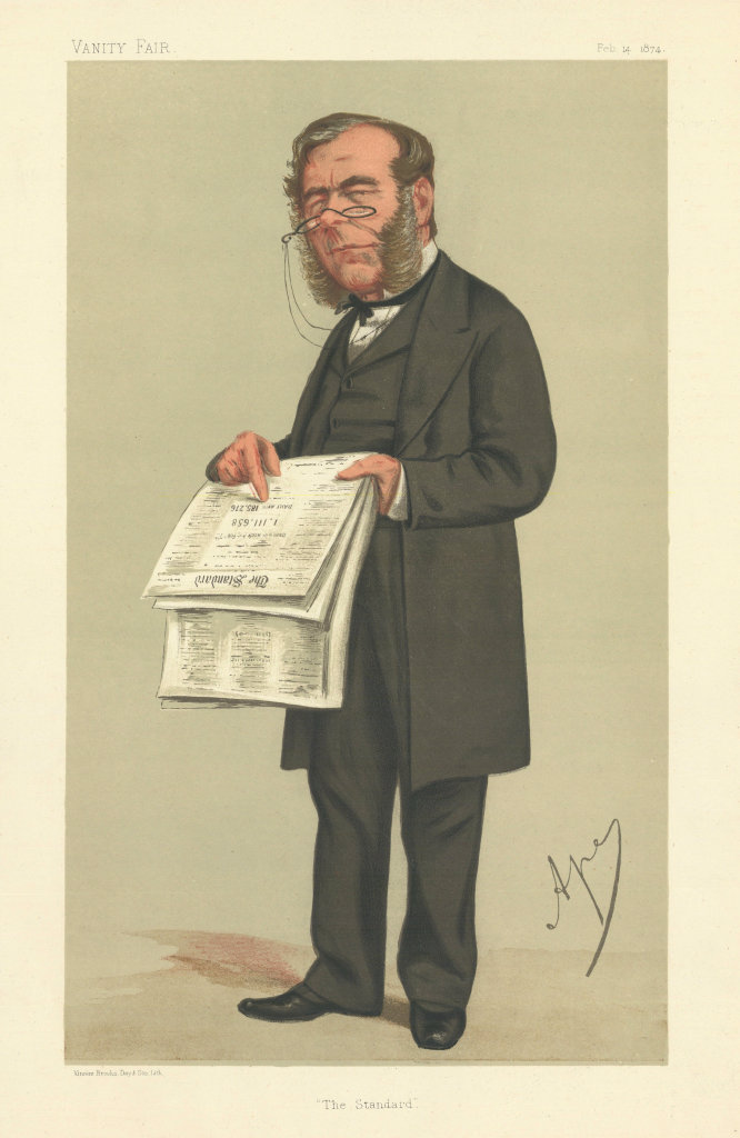 VANITY FAIR SPY CARTOON James Johnstone 'The Standard' Newspapers. Ape 1874