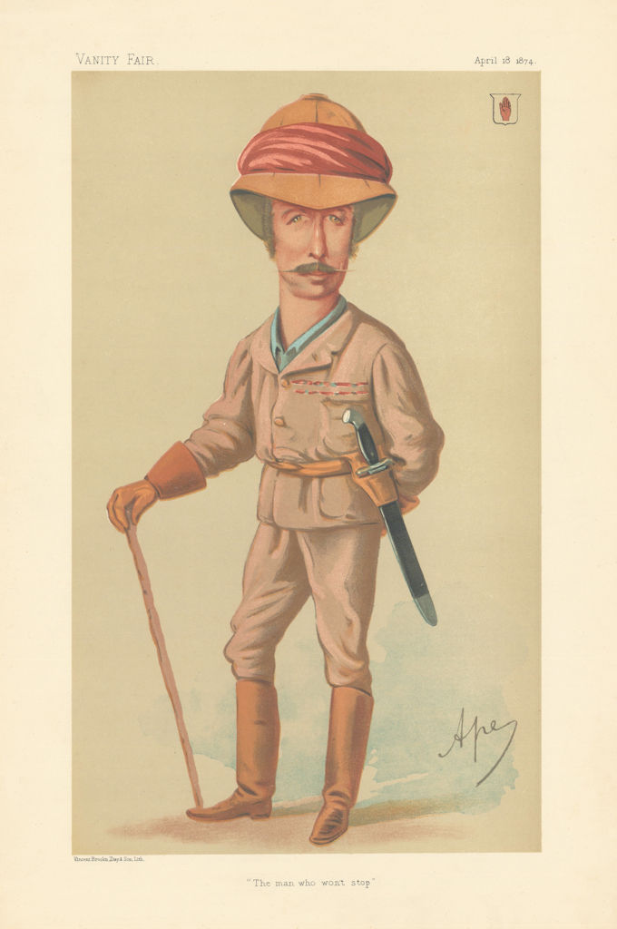 VANITY FAIR SPY CARTOON Garnet Wolseley 'The man who won't stop' Military 1874