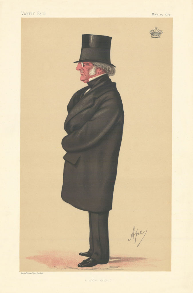 VANITY FAIR SPY CARTOON Philip-Henry, Earl Stanhope 'A Noble Writer' Ape 1874