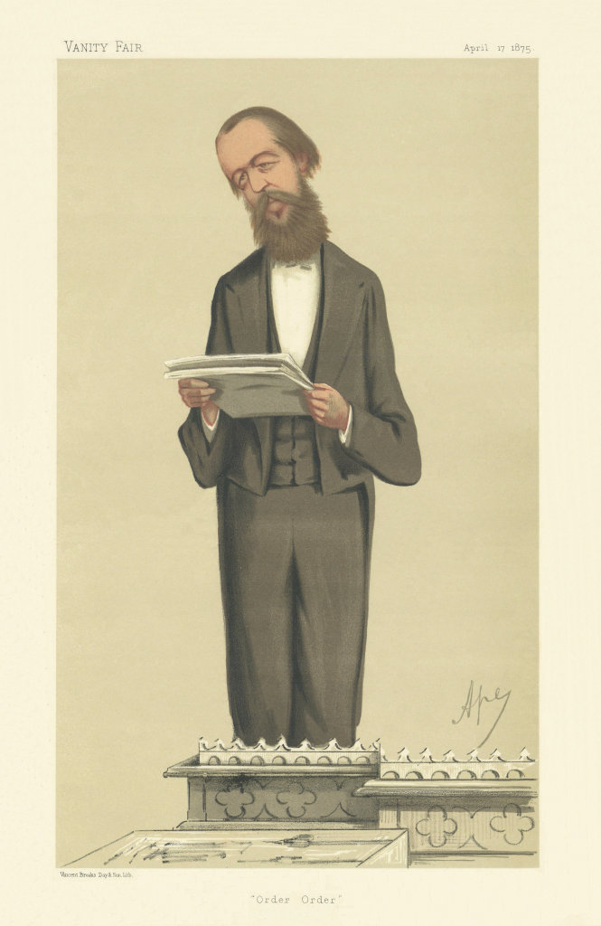 VANITY FAIR SPY CARTOON Henry Cecil Raikes 'Order, order' Wales. By Ape 1875