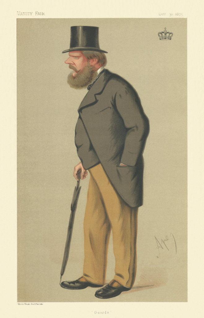 VANITY FAIR SPY CARTOON Prince Edward of Saxe-Weimar 'Guards' Royalty. Ape 1875