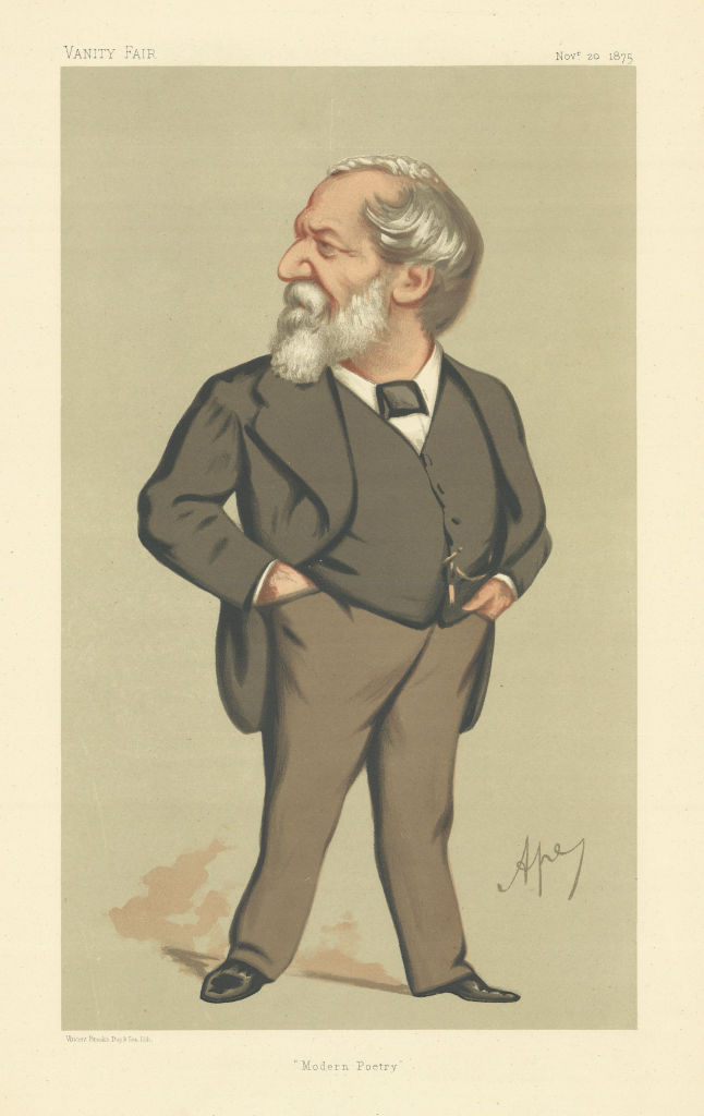 VANITY FAIR SPY CARTOON Robert Browning 'Modern Poetry' Playwright. Ape 1875