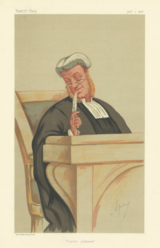 VANITY FAIR SPY CARTOON Sir William Baliol Brett 'Popular Judgement'. Law 1876