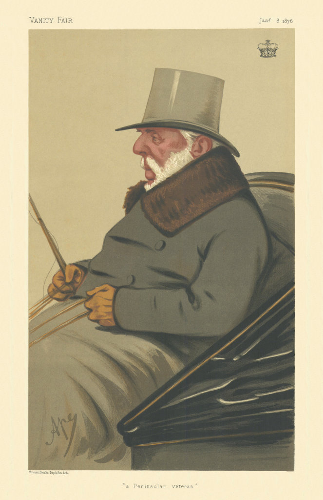 VANITY FAIR SPY CARTOON Marquis of Tweeddale 'Peninsular Veteran' Carriage 1876
