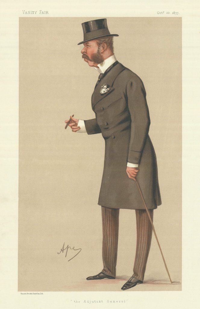 VANITY FAIR SPY CARTOON Sir Charles Henry Ellice 'the Adjutant General' Ape 1877