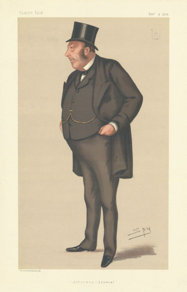 VANITY FAIR SPY CARTOON Sir John Holker 'Attorney-General' Law 1878 old print