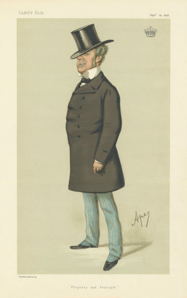 VANITY FAIR SPY CARTOON Earl Fitzwilliam 'Property & Principle' Business 1878