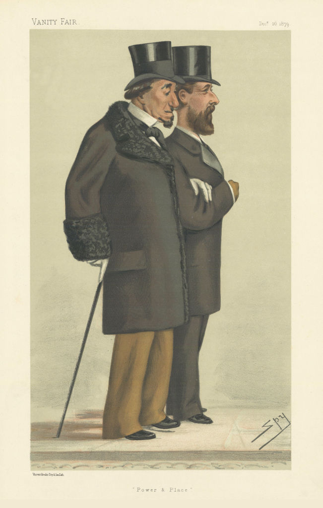 VANITY FAIR SPY CARTOON Benjamin Disraeli & Montagu Corry 'Power & Place' 1879