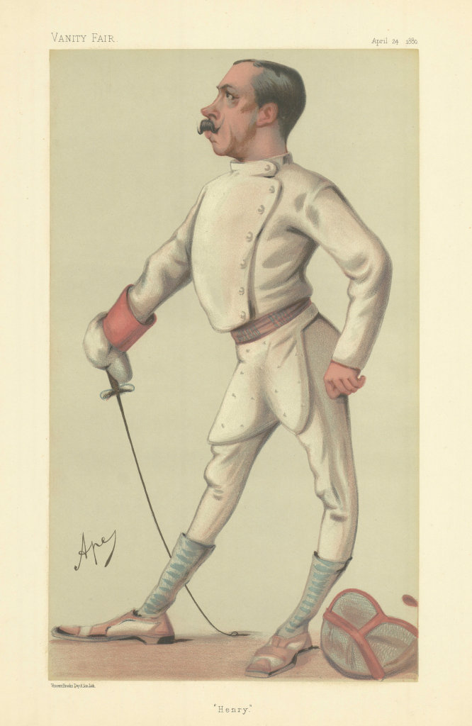 VANITY FAIR SPY CARTOON Lt-Col Henry Stracey 'Henry' Fencing. By Ape 1880