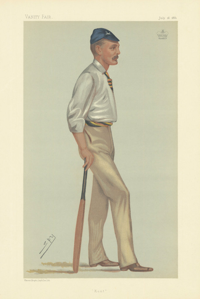 VANITY FAIR SPY CARTOON Lord Harris 'Kent' Cricket. Batsman 1881 old print