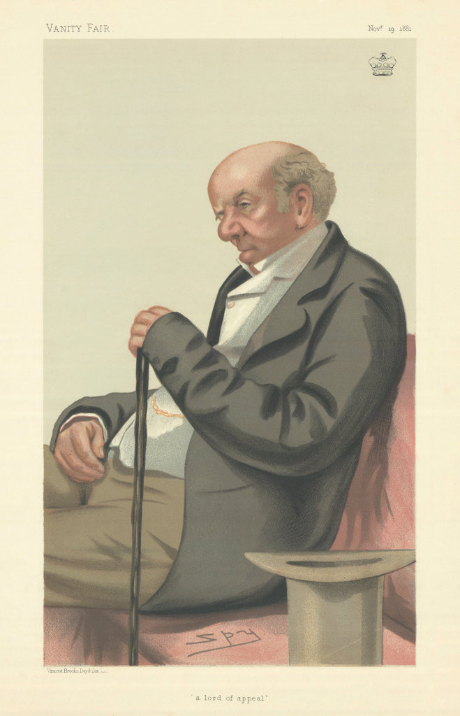 VANITY FAIR SPY CARTOON Lord Blackburn 'a lord of appeal' Lawyer 1881 print