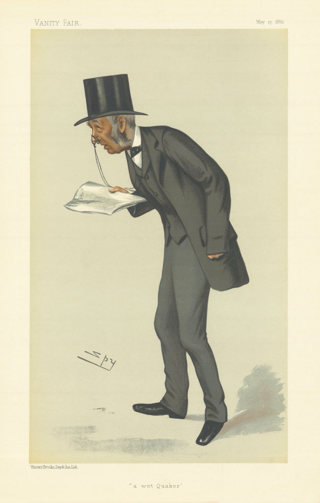 VANITY FAIR SPY CARTOON Lewis Llewelyn Dillwyn 'a wet Quaker' Wales 1882 print