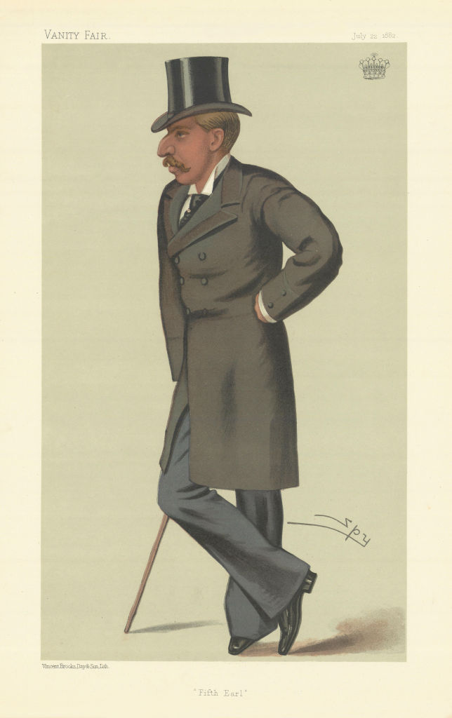 VANITY FAIR SPY CARTOON The Earl of Ilchester 'Fifth Earl' Somt 1882 old print