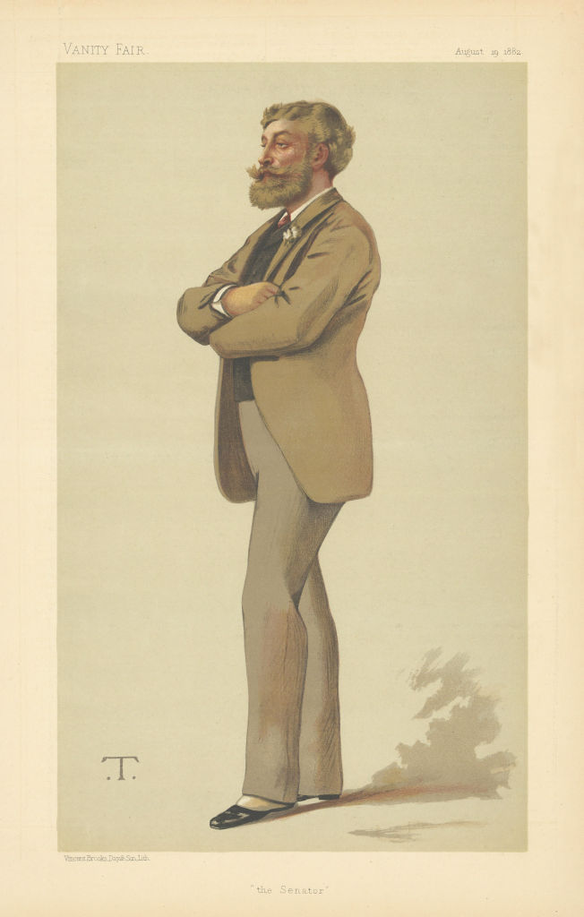 VANITY FAIR SPY CARTOON Cyril Flower 'The Senator' Wales. By T 1882 old print