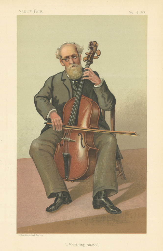 VANITY FAIR SPY CARTOON Lord Gerald FitzGerald 'A wandering minstrel' Cello 1883
