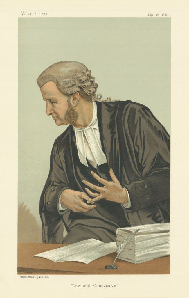 VANITY FAIR SPY CARTOON Richard Webster QC 'Law & conscience' Law. By VER 1883