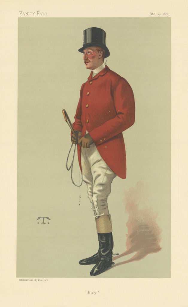 VANITY FAIR SPY CARTOON Capt William George Middleton 'Bay' Fox hunter 1883