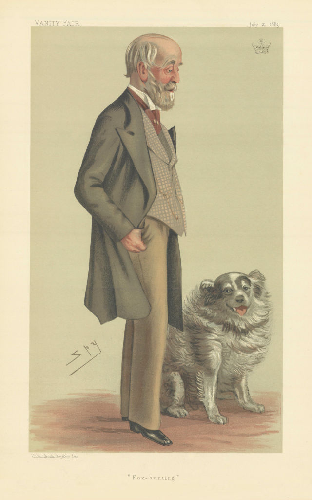 VANITY FAIR SPY CARTOON Lord Gardner 'Fox hunting' Hunter 1883 old print