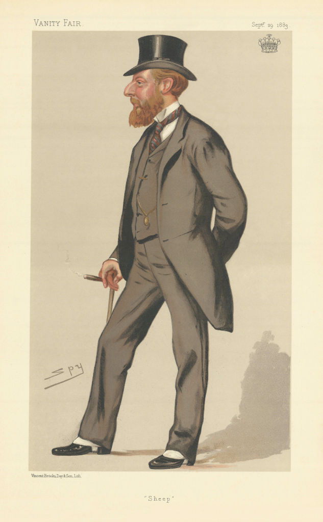VANITY FAIR SPY CARTOON The Earl of Seafield 'Sheep' Scotland 1883 old print