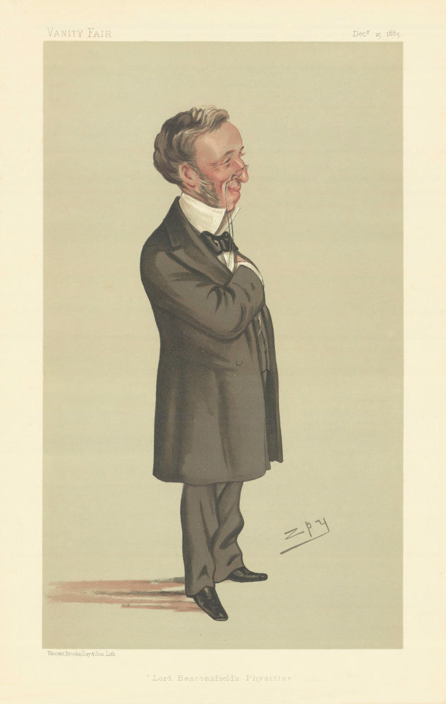 VANITY FAIR SPY CARTOON Richard Quain 'Lord Beaconsfield's Physician' 1883