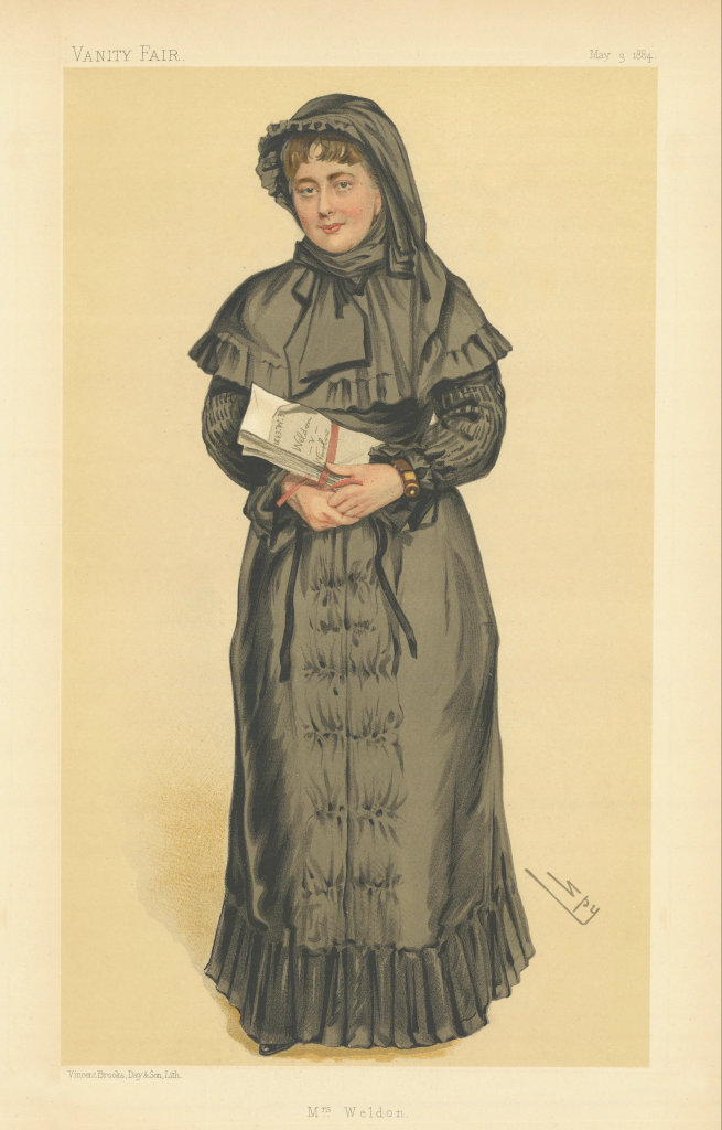 VANITY FAIR SPY CARTOON Mrs Georgina Weldon 'Mrs Weldon' Ladies 1884 old print