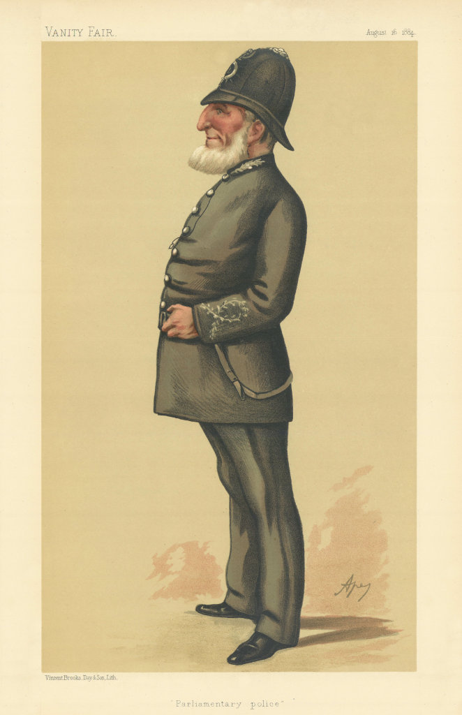 VANITY FAIR SPY CARTOON Inspector Ebenezer Denning 'Parliamentary Police' 1884