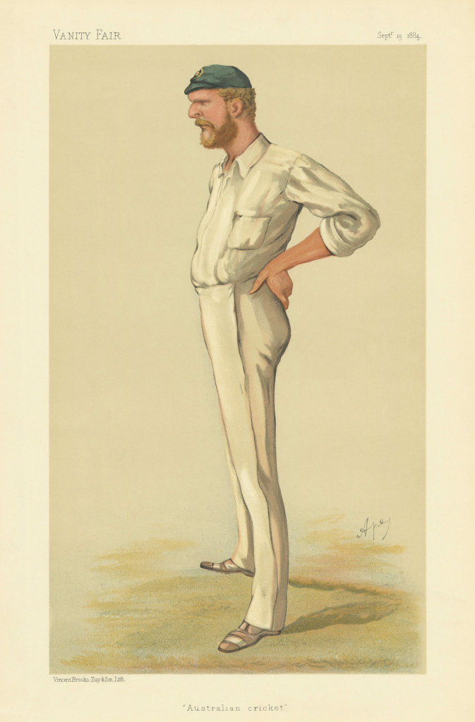 VANITY FAIR SPY CARTOON George Bonnor 'Australian cricket' Fielder. By Ape 1884