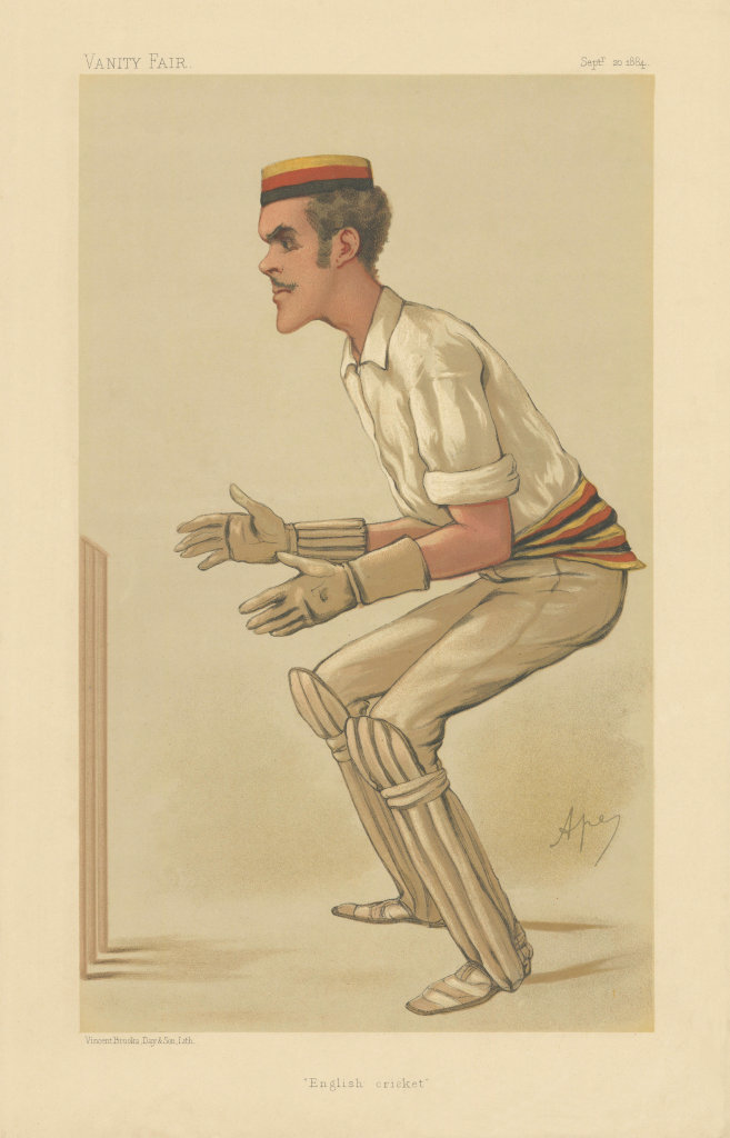VANITY FAIR SPY CARTOON Alfred Lyttelton 'English cricket' Wicket keeper 1884