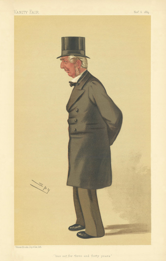 VANITY FAIR SPY CARTOON Frederick Knight 'has sat for three & forty years' 1884