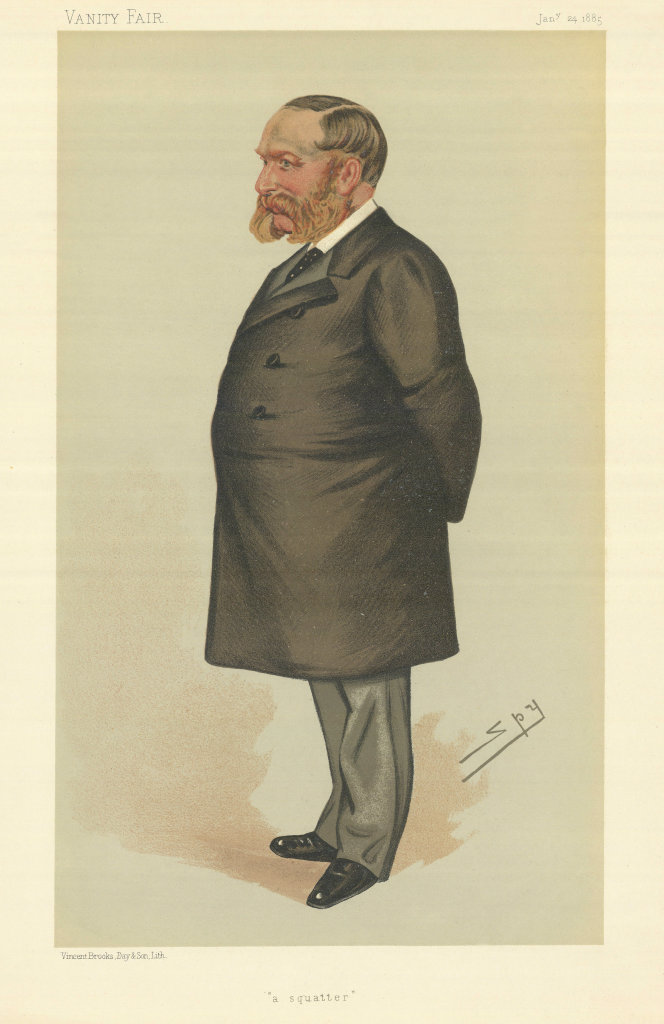 VANITY FAIR SPY CARTOON Sir Samuel Wilson 'a squatter' Australia 1885 print