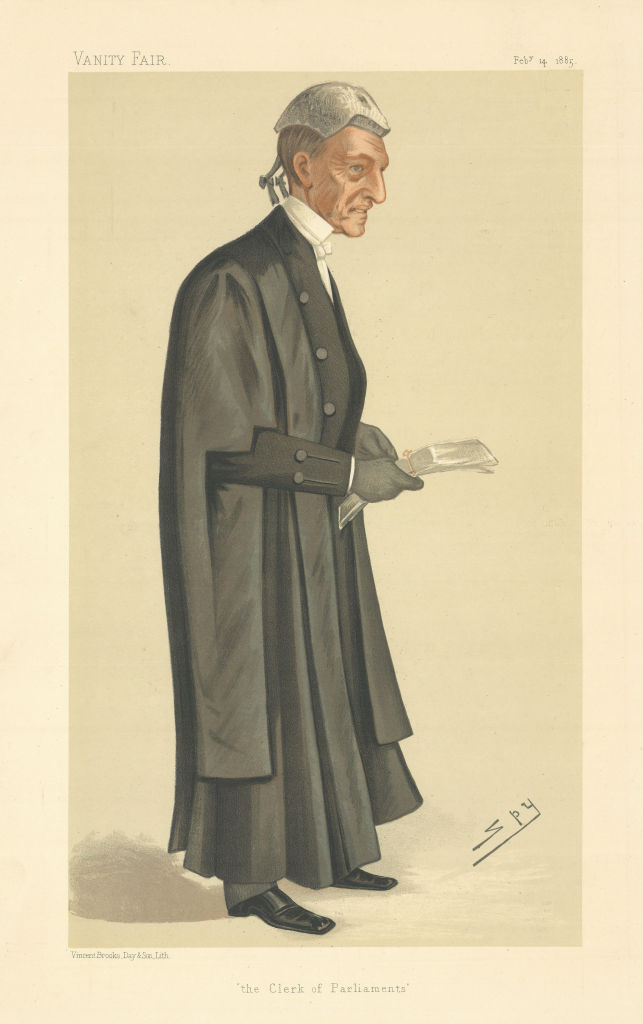 VANITY FAIR SPY CARTOON Sir William Rose 'the Clerk of Parliaments' 1885 print